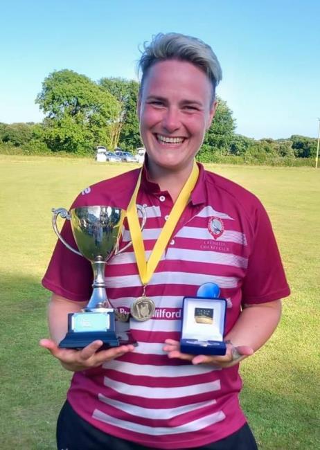  Lucy delighted with her trophies after Cresselly won